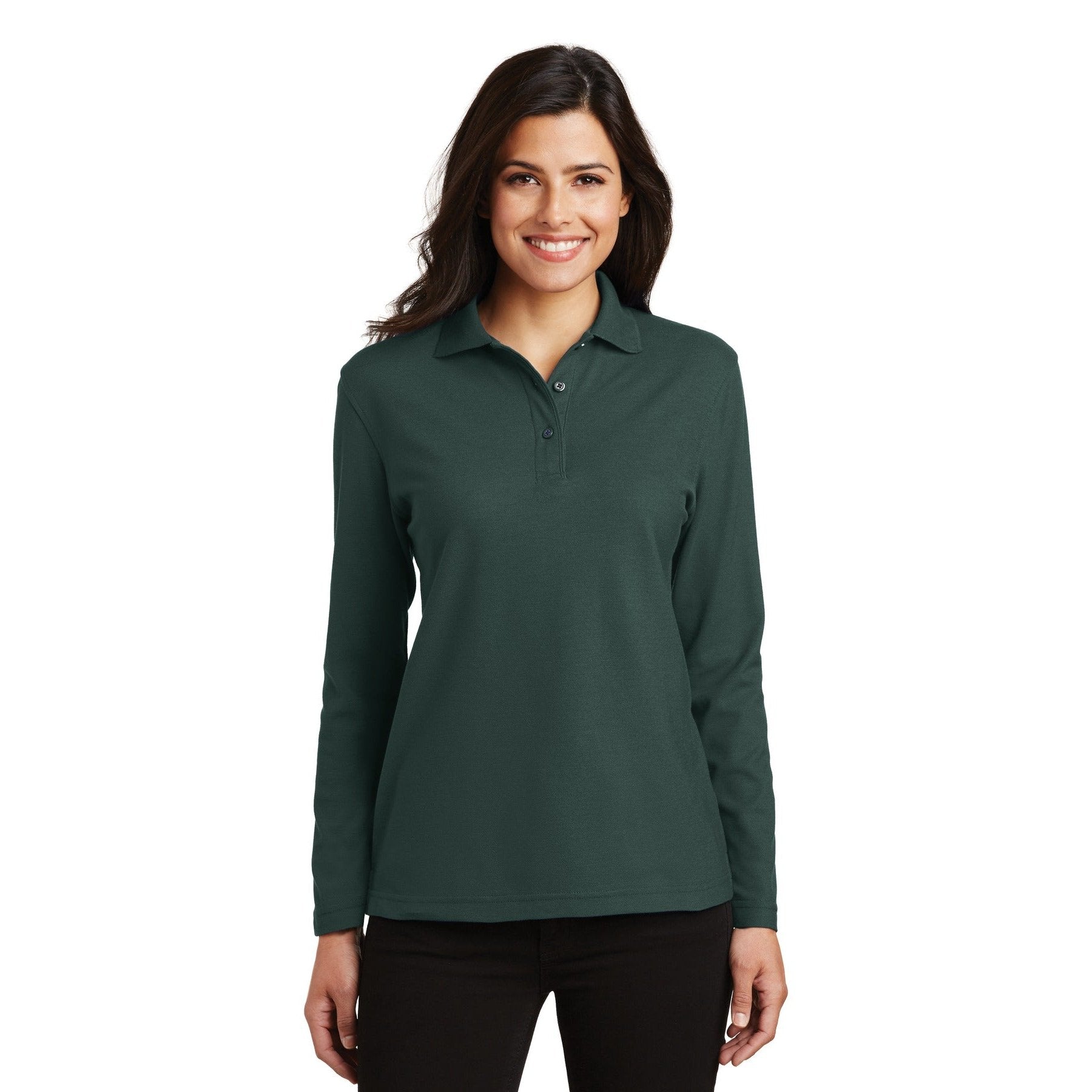 Port Authority-Port Authority® Women's Silk Touch™ Long Sleeve Polo. L500LS-MedTech-3
